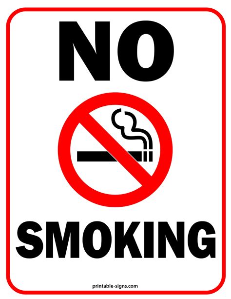 Free No Smoking Signs Printable