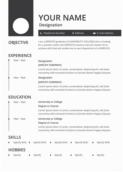 Free Pages Templates Resume