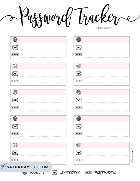 Free Password Tracker Printable