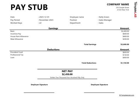 Free Pay Stub Template Download