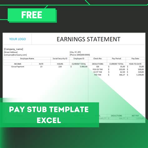 Free Pay Stub Template Excel