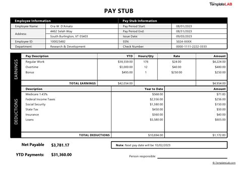 Free Paycheck Stub Template Download