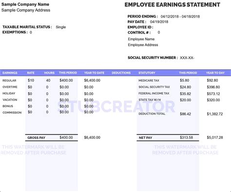 Free Payroll Check Stub Template Download