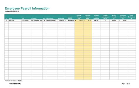 Free Payroll Sheet Template