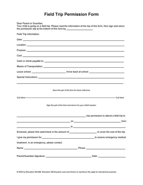 Free Permission Slip Template