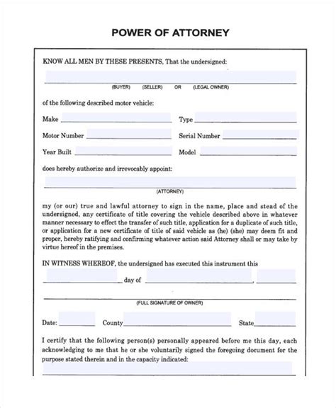 Free Power Of Attorney Forms Free Printable