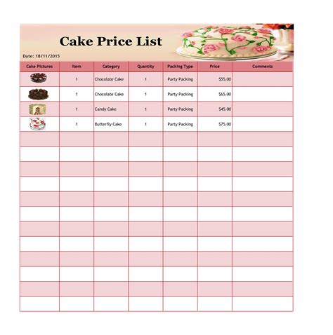 Free Price List Template