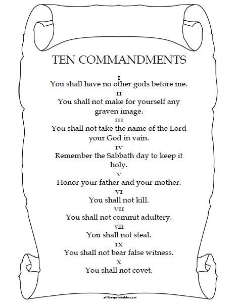 Free Printable 10 Commandments