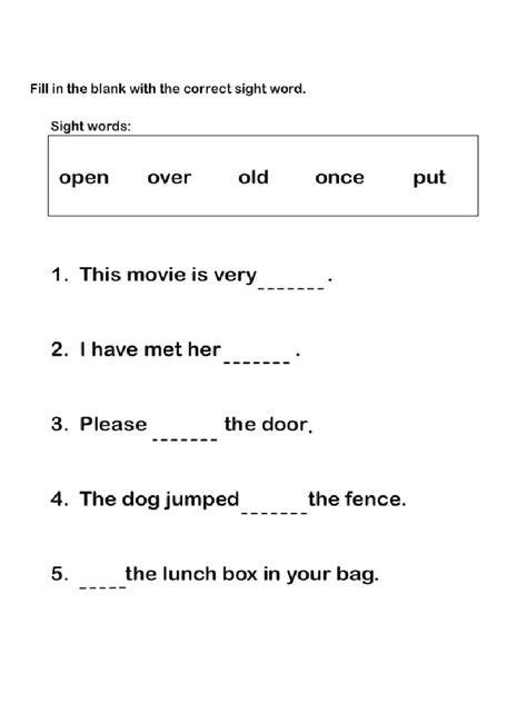 Free Printable 1st Grade Fill In The Blank Worksheets