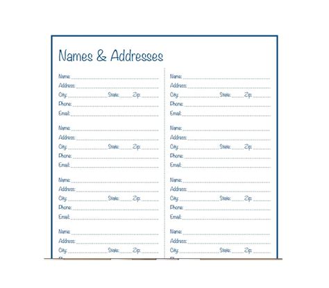 Free Printable Address Book