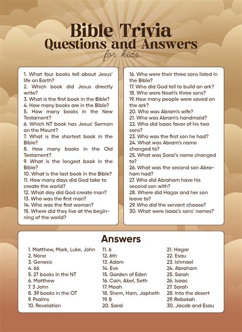 Free Printable Bible Trivia Questions And Answers For Daniel
