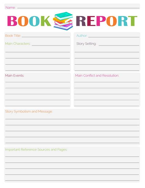 Free Printable Book Report Forms For 5th Grade