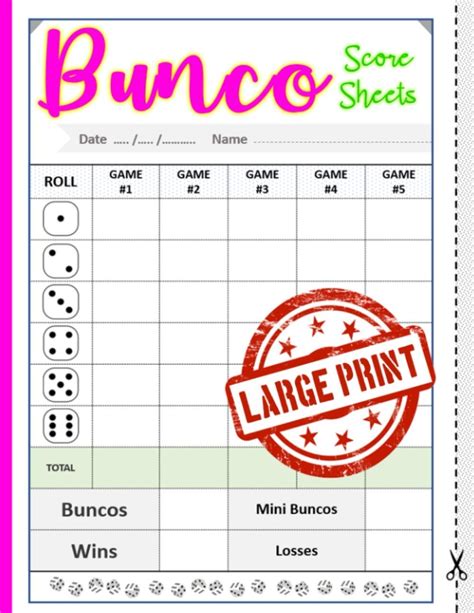 Free Printable Bunco Score Sheets Word Document