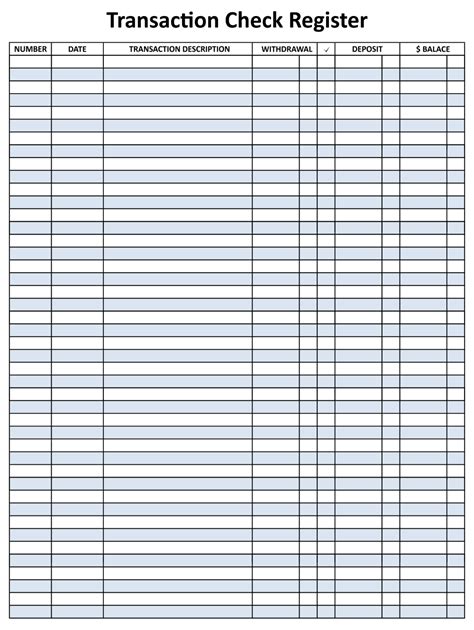 Free Printable Check Register Full Page