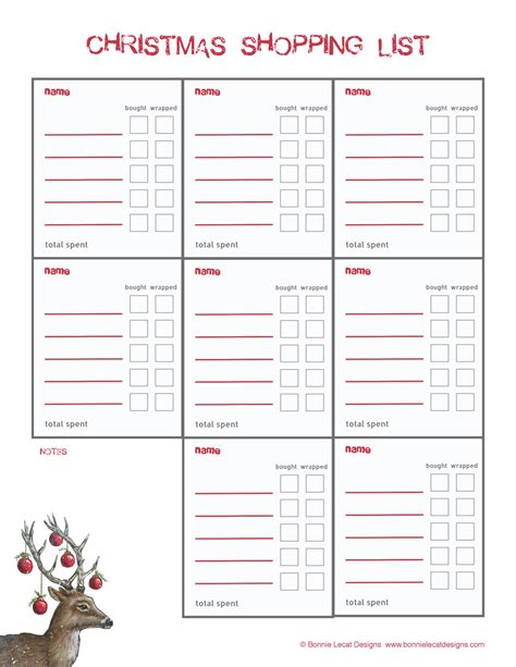 Free Printable Christmas Gift List Organizer