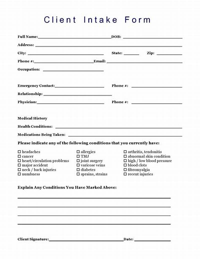 Free Printable Client Intake Forms