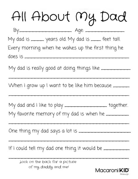 Free Printable Dad Questionnaire