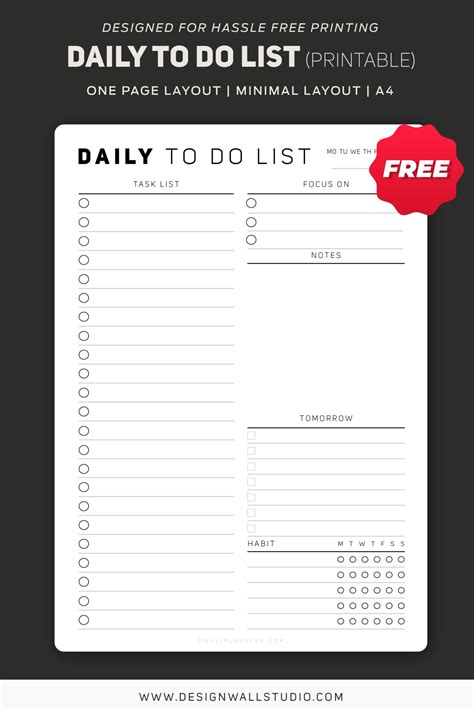 Free Printable Daily To Do List