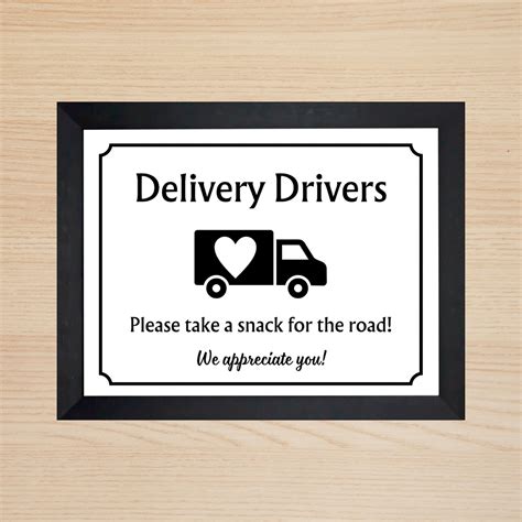 Free Printable Delivery Driver Snack Sign