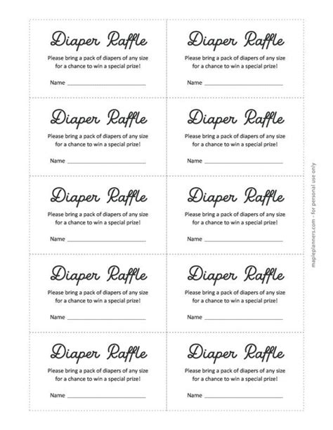 Free Printable Diaper Raffle Ticket Template