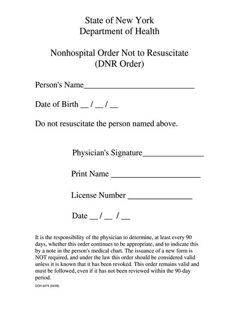 Free Printable Dnr Form Ny