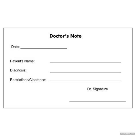 Free Printable Doctors Notes
