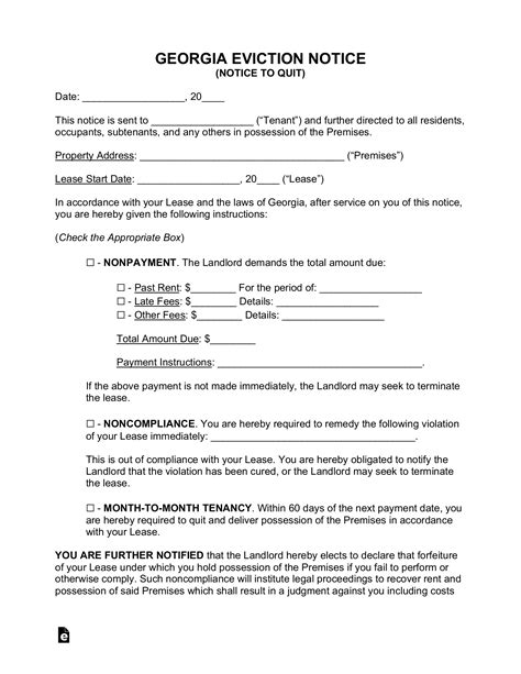 Free Printable Eviction Notice Georgia