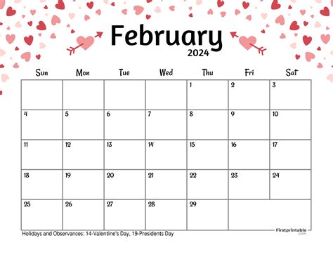 Free Printable February Calendar Numbers