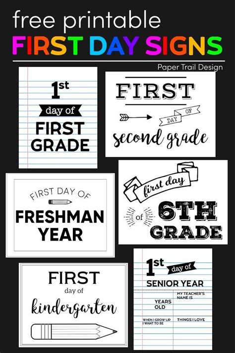 Free Printable First Day Of School Signs