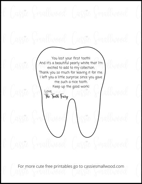Free Printable First Tooth Letter From Tooth Fairy