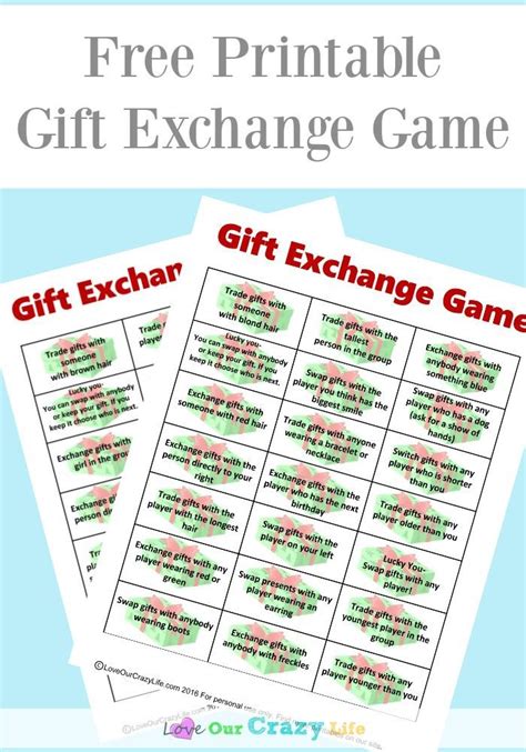 Free Printable Gift Exchange Games