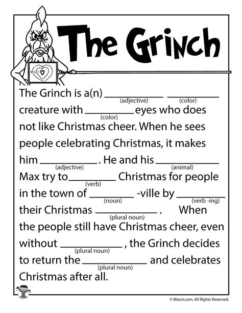 Free Printable Grinch Worksheets