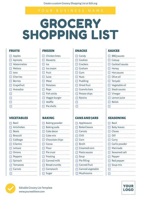 Free Printable Grocery List For Seniors
