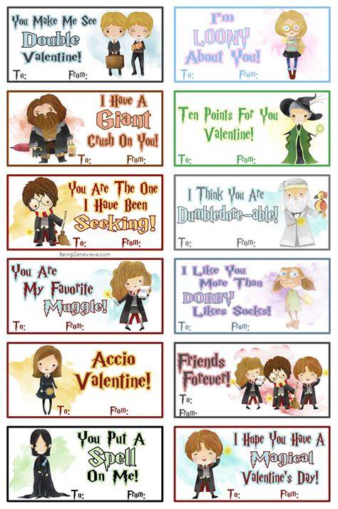 Free Printable Harry Potter Valentines Day Cards