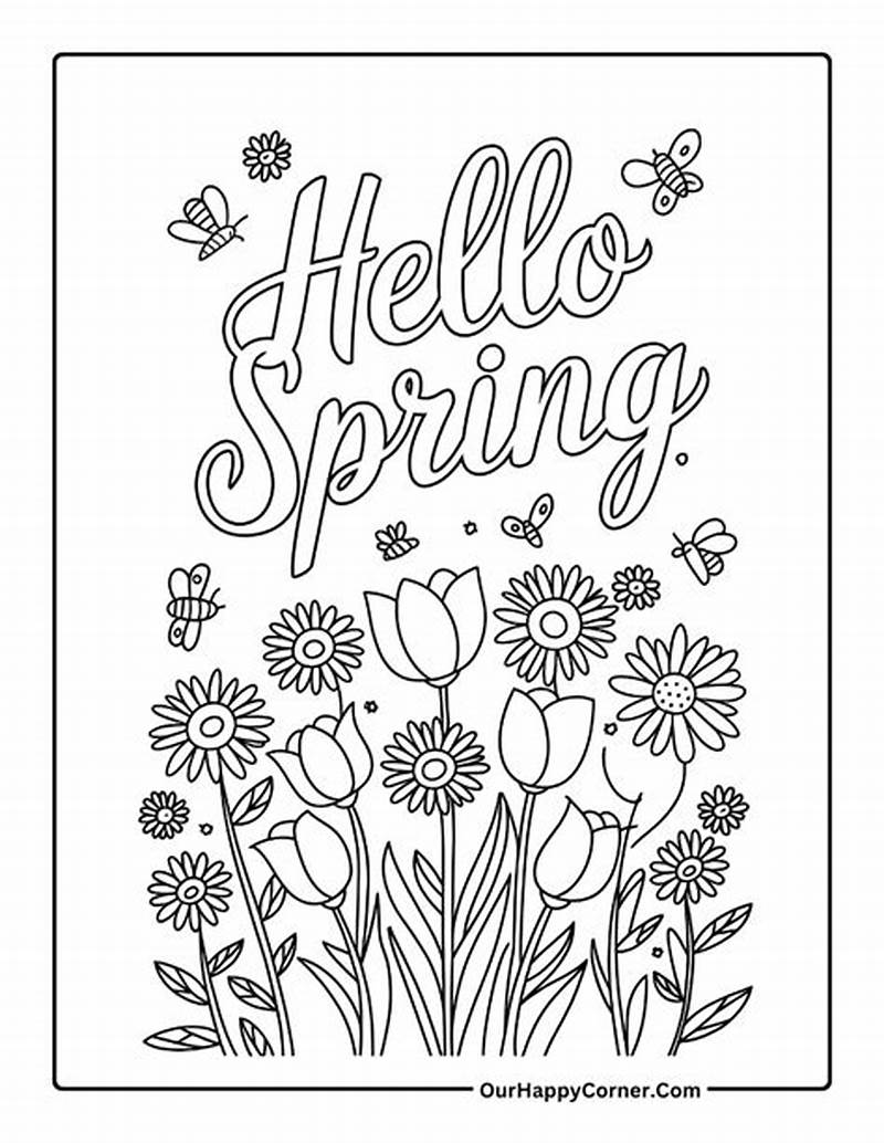 Free Printable Hello Spring Coloring Pages