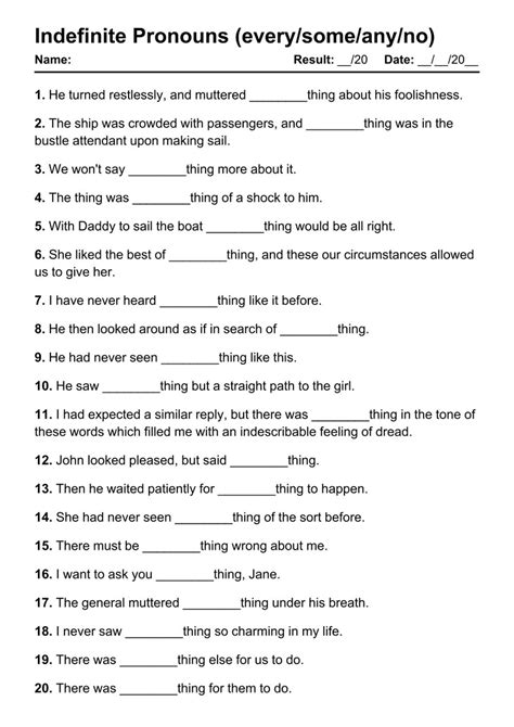Free Printable Indefinite Pronoun Worksheets For Grade 8