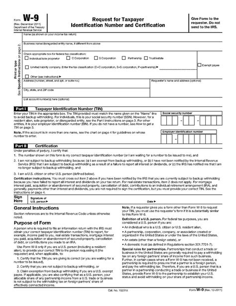 Free Printable Irs W 9 Form