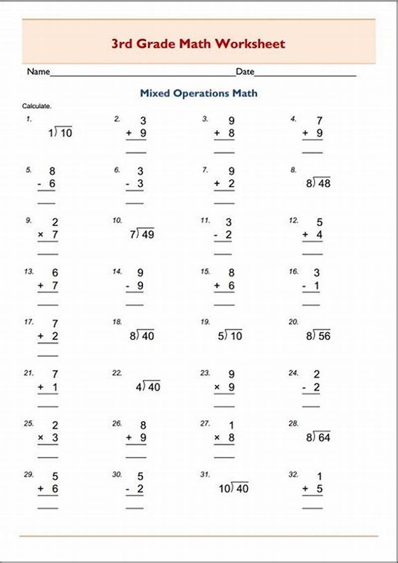 Free Printable Math Sheets For 3rd Graders