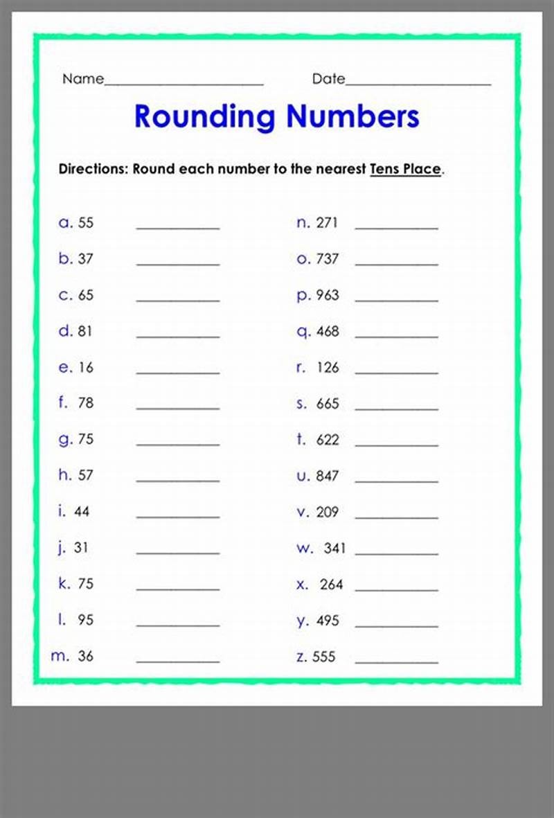 Free Printable Math Worksheets Rounding Numbers