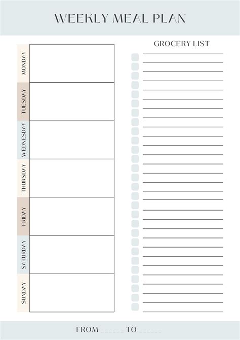 Free Printable Meal Planning Template