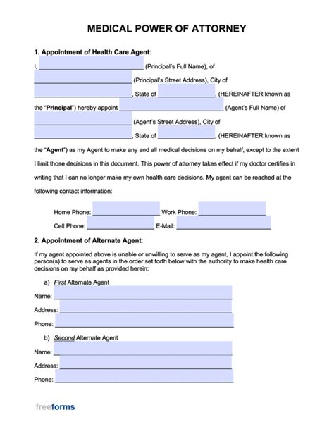Free Printable Medical Power Of Attorney Form Florida