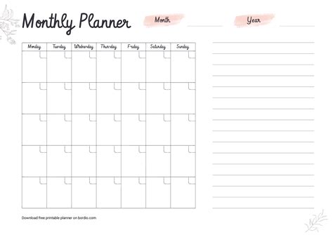 Free Printable Monthly Planner Printable
