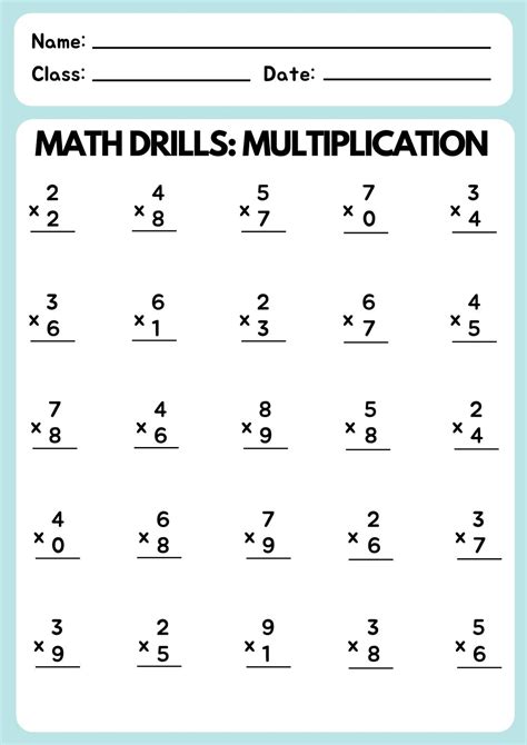 Free Printable Multiplication Sheets