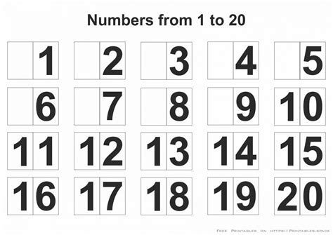 Free Printable Numbers 1 20
