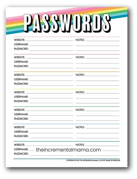 Free Printable Password Keeper Printable