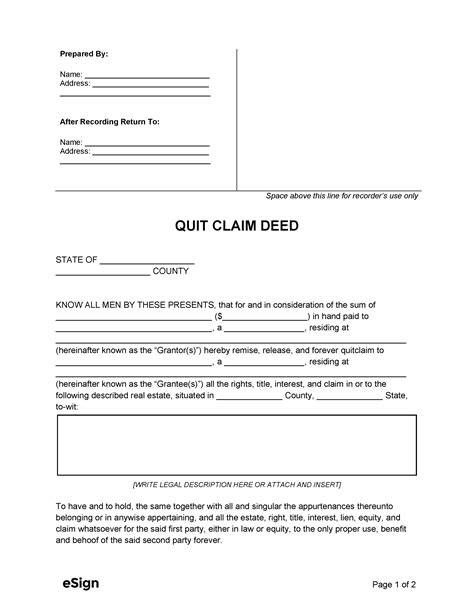Free Printable Quitclaim Deed