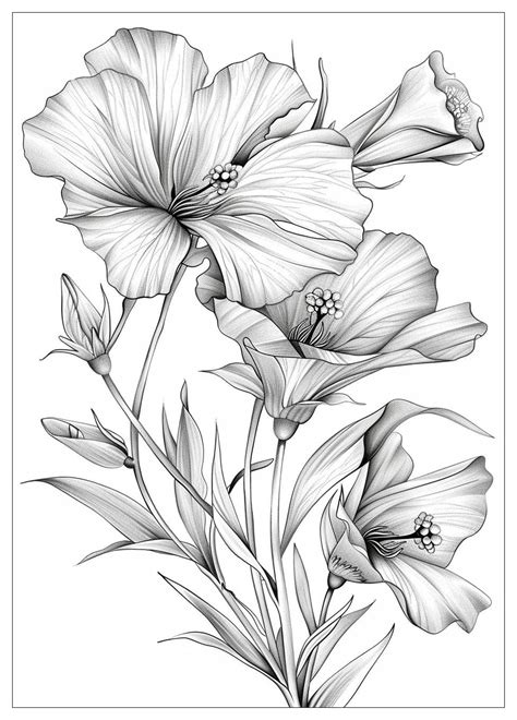 Free Printable Realistic Flower Coloring Pages