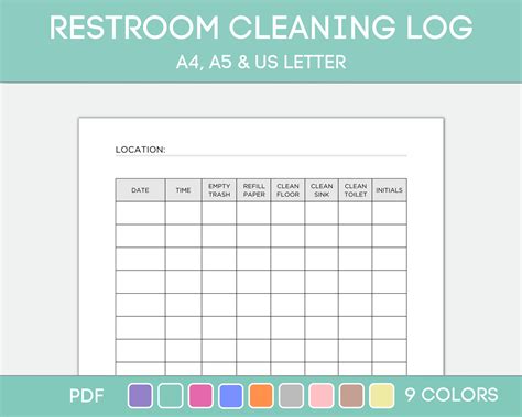 Free Printable Restroom Cleaning Log
