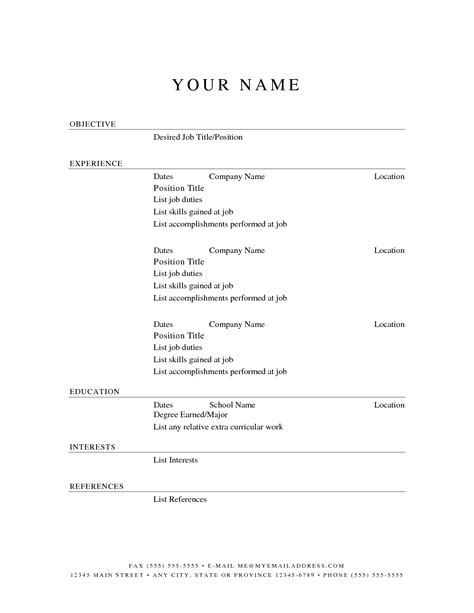 Free Printable Sample Resume Templates