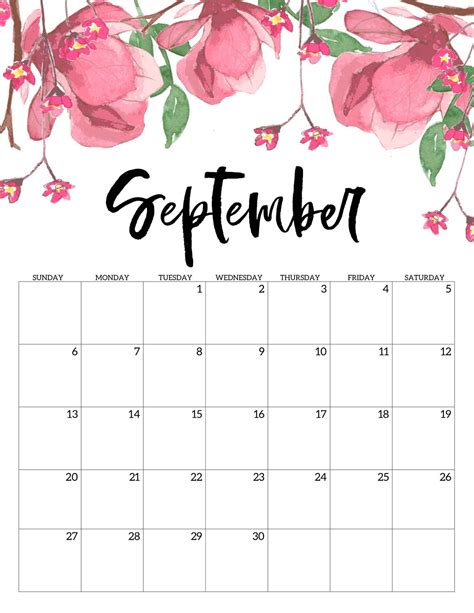 Free Printable September Calender